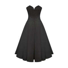 Katherine Black Off-Shoulder Corset Midi Dress