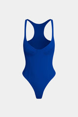 Basic Solid Deep-V Neck Bustier Sleeveless Bodysuit