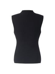 Patchwork Mock Neck Women Knitted Tank Top
