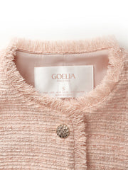 Tweed Collarless Women Crop Jacket