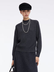 100% Wool Stitch Trim Women Sweater