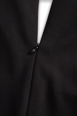 Refined Black Belted Sheath Dress with Mandarin Collar