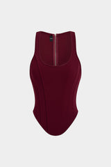 Zipper Tie-Up Corset Waist Tank Top