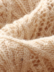 Wool Blend Sequins Women Openwork Sweater