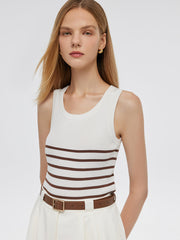 Acetate Cotton Knitted Striped Tank Top