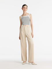 Acetate Striped Square Neck Women Knit Vest