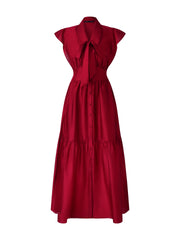 Tencel Blend Women Ruffle Cap Sleeve Maxi Dress With Sash