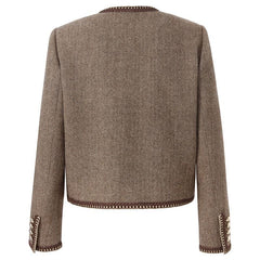 Pre-Order Retro Brown Washable Woolen Jacket