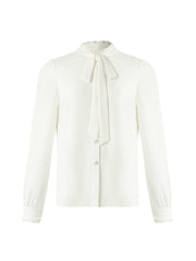 Bow Tie Ruffle Collar Women Shirt