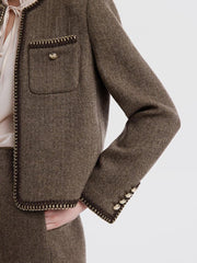 Pre-Order Retro Brown Washable Woolen Jacket