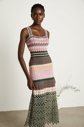 DaphnΓ© contrast-color knitted midi dress