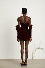 Azura Red Floral Appliqué Mini Dress