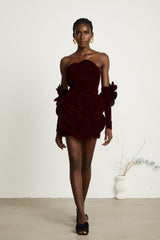 Azura Red Floral Appliqué Mini Dress