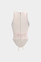 Zipper Tie-Up Corset Waist Tank Top