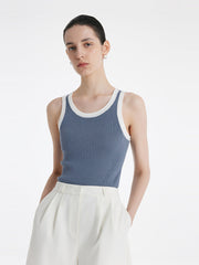Acetate Cotton Knitted Striped Tank Top