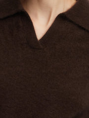 100% Brushed Wool Johnny-Collar Women Sweater