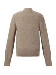 Machine Washable Wool Blend Mock Neck Women Sweater