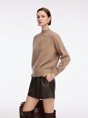 100% Wool Stitch Trim Women Sweater
