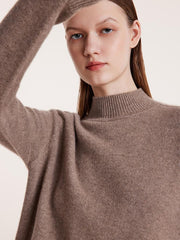 Pure Cashmere Seamless Mock Neck Slim Women Sweater