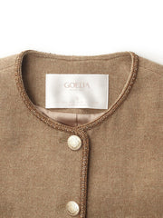 Washable Wool Round Neck Single-Breasted Women Jacket