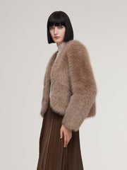 Eco-friendly Fur V-Neck Women Coat