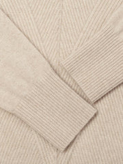 Beige Pure Cashmere Mock Neck Women Sweater