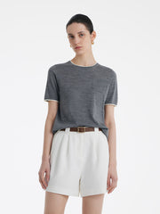 Pure Wool Short-Sleeved Pullover