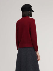 Wool Jacquard Mock Neck Women Sweater