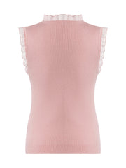 Tencel And Woolen Lace Ruffle Women Tank Top