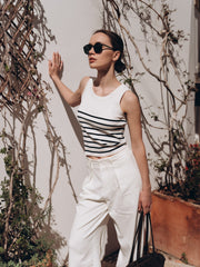 Acetate Cotton Knitted Striped Tank Top