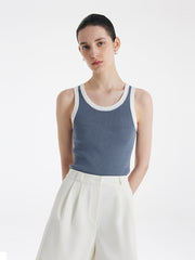 Acetate Cotton Knitted Striped Tank Top