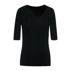 Seamless Asymmetric Neck Woolen Knit Top
