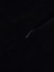 Black Straight Knitted Slit Women Skirt
