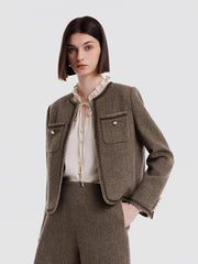 Pre-Order Retro Brown Washable Woolen Jacket