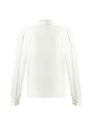 Bow Tie Ruffle Collar Women Shirt