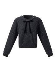 Sequins Beaded Round Neck Women Sweater