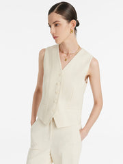 Worsted Wool Single-Breasted Women Vest