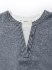 100% Wool Faux Two-Piece Women Sweater