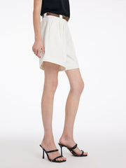 White Loose A-Line Shorts With Belt