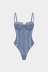 Mesh Sheer Patchwork Bustier Corset Slip Sleeveless Bodysuit