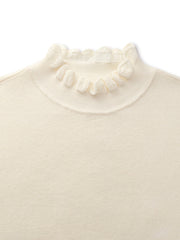 Tencel Wool Blend Ruffle Neck Women Sweater
