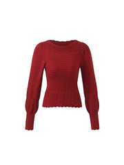 Tencel Wool Blend Wave Cut Collar Women Sweater