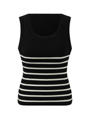 Acetate Cotton Knitted Striped Tank Top