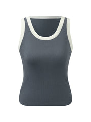 Acetate Cotton Knitted Striped Tank Top