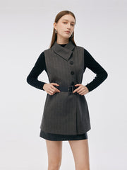 100% Washable Wool Cape And Vest Two-Piece Set
