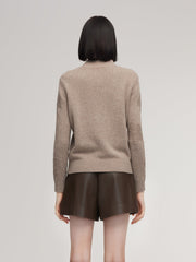 Wool Jacquard Mock Neck Women Sweater