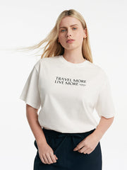 Pure Cotton Chic Letter Print Women T-Shirt