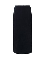 Black Straight Knitted Slit Women Skirt