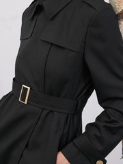 Worsted Woolen Women Trench Coat With Belt