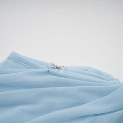 Catherine asymmetrical pleated maxi dress in Baby-blue